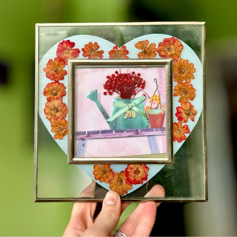 VTG Encased Dried Pressed Florals Cottagecore Garden Glass Art Decor - Picture 7 of 7